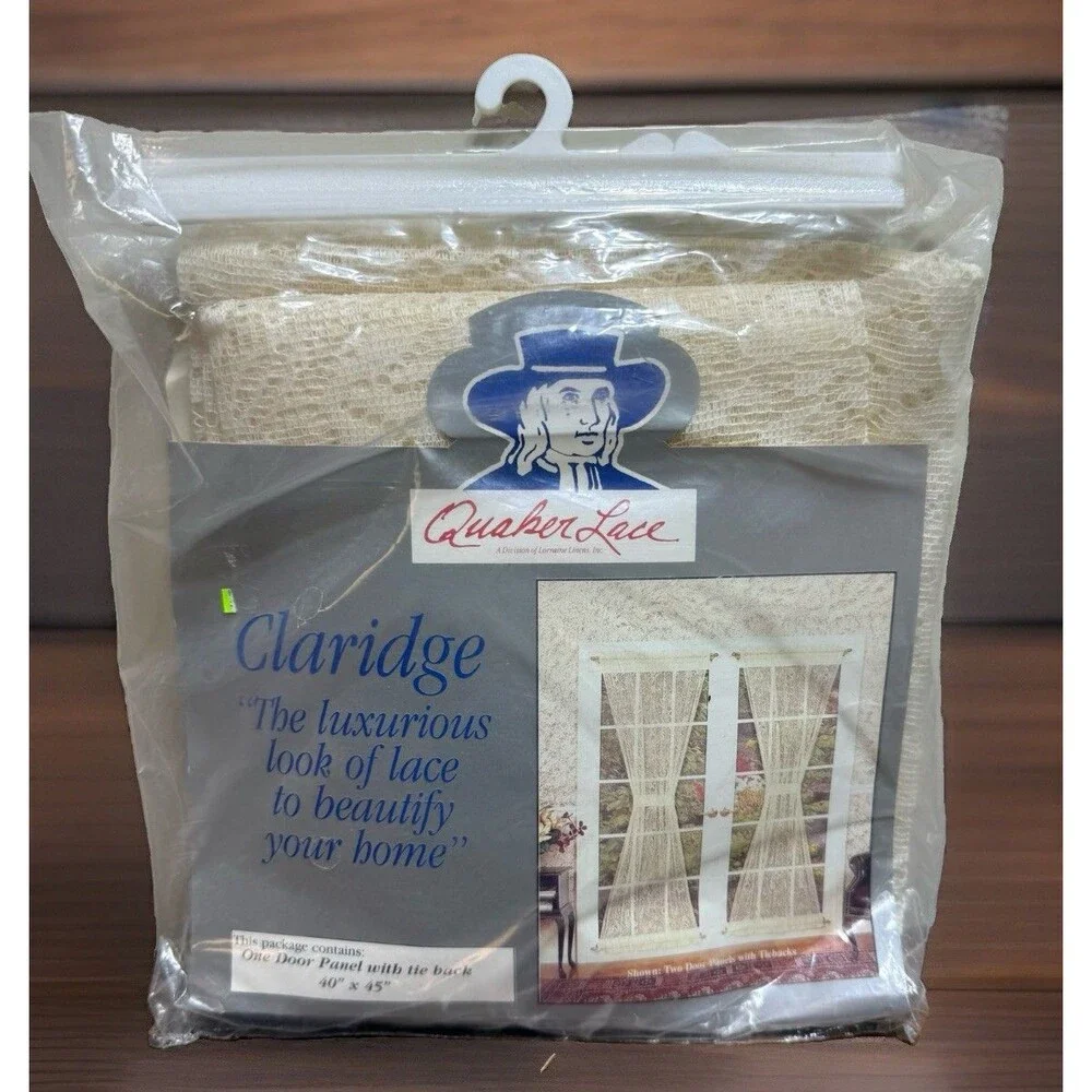 VTG Quaker Lace Claridge Door Panel Curtain 40x45 Ivory NOS Cottagecore Cabin